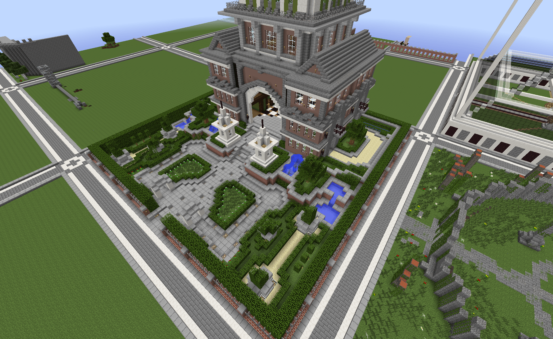 This image shows plots on the Minecraft creative server